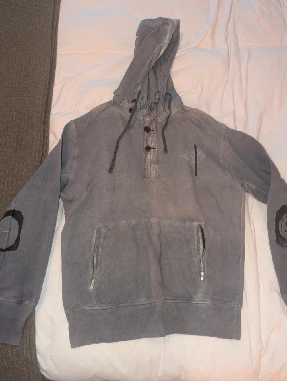Vintage 2000's Diesel,light military sportswear Grey Hoodie With Detailed Stitch